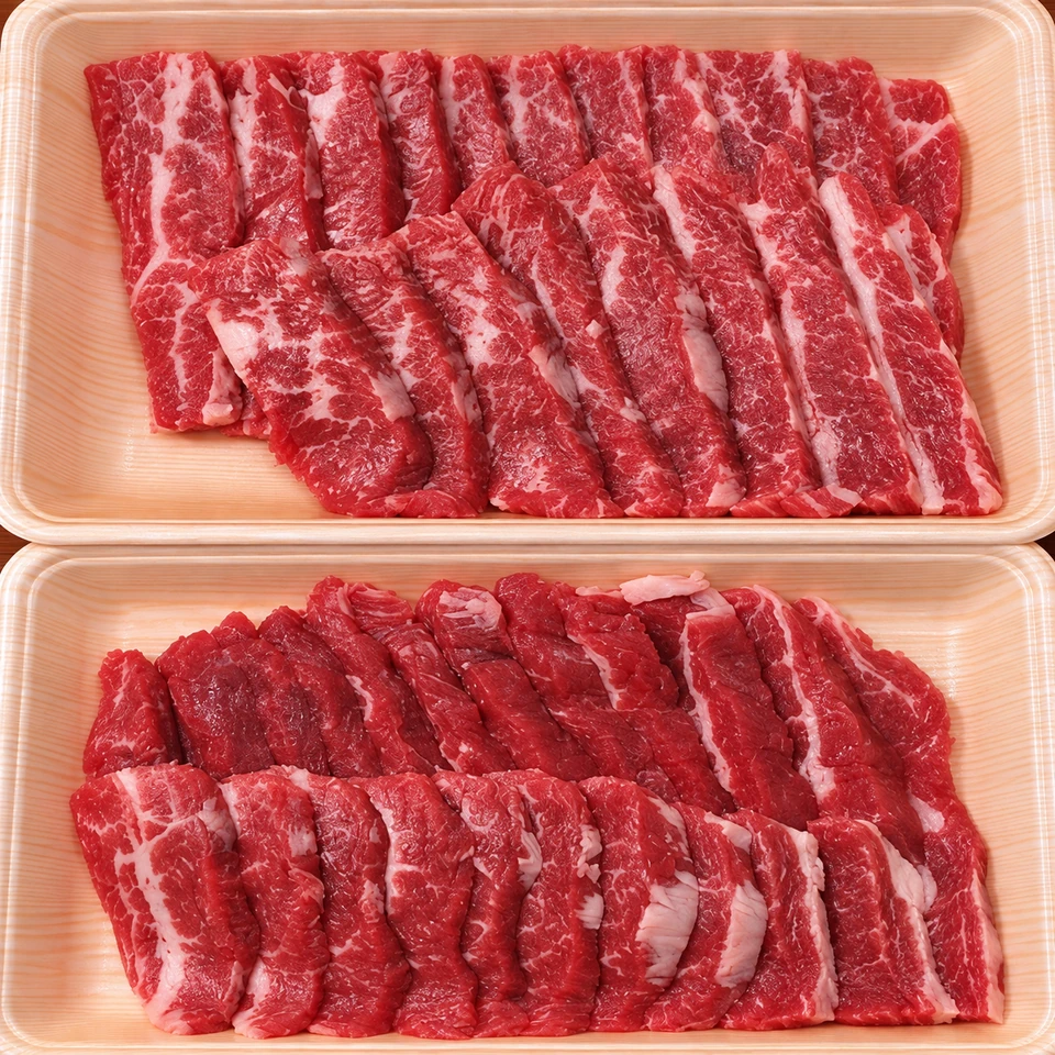 食べやすい大きさに切り分けて盛り付けた牛肉。